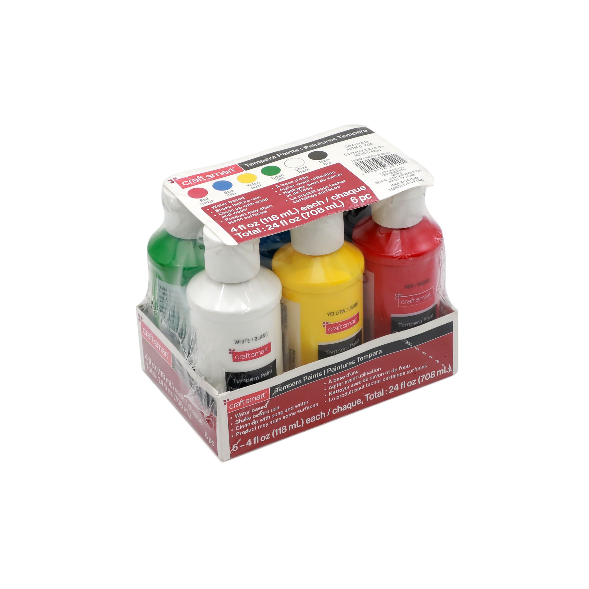 slide 3 of 4, 6 Color Primary Tempera Paints Set By Craft Smart, 4 fl oz