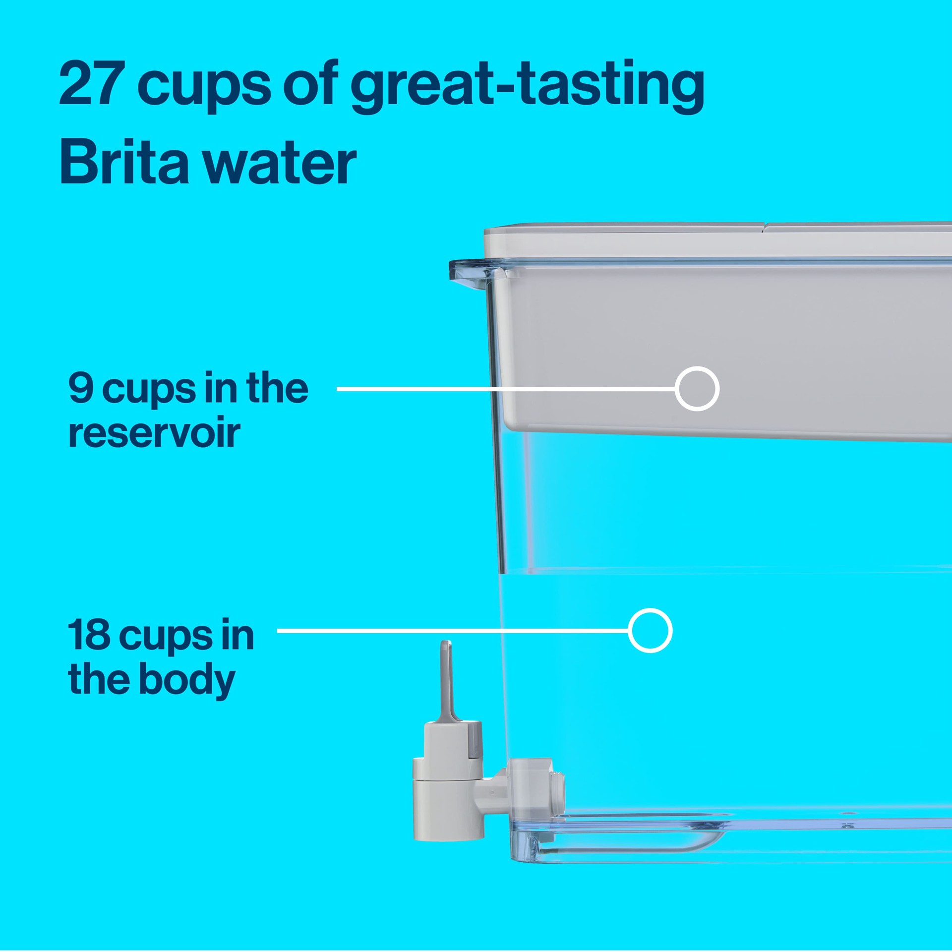 slide 2 of 5, Brita™ Extra Large 27 Cup Filtered Water Dispenser with 1 Standard Filter, Made without BPA, UltraMax, Grey, 1 ct