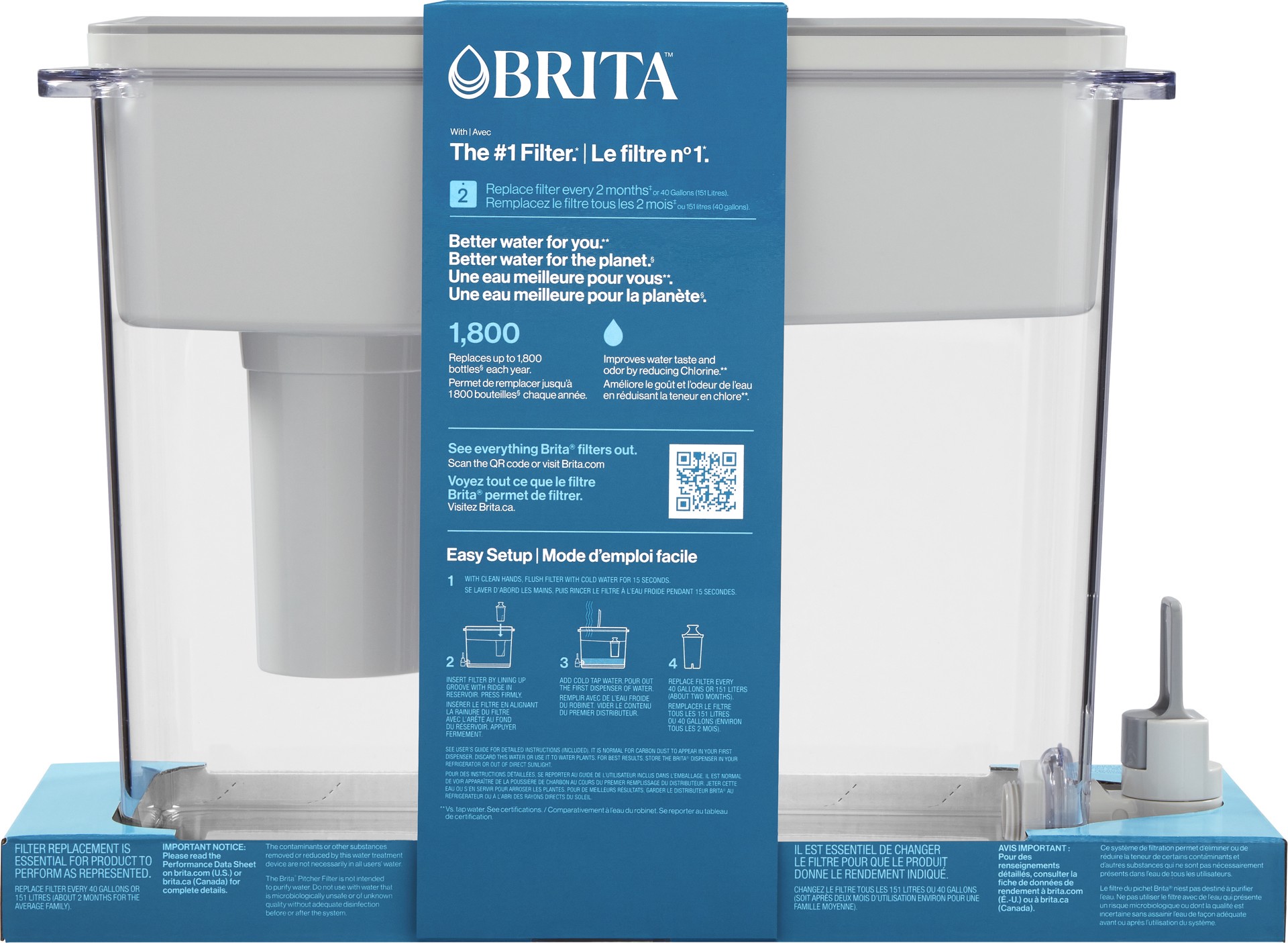 slide 5 of 5, Brita™ Extra Large 27 Cup Filtered Water Dispenser with 1 Standard Filter, Made without BPA, UltraMax, Grey, 1 ct