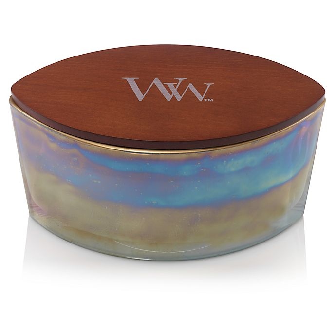 slide 1 of 1, WoodWick Fig Leaf & Tuberose Large Iridescent Ceramic Oval Jar Candle, 1 ct