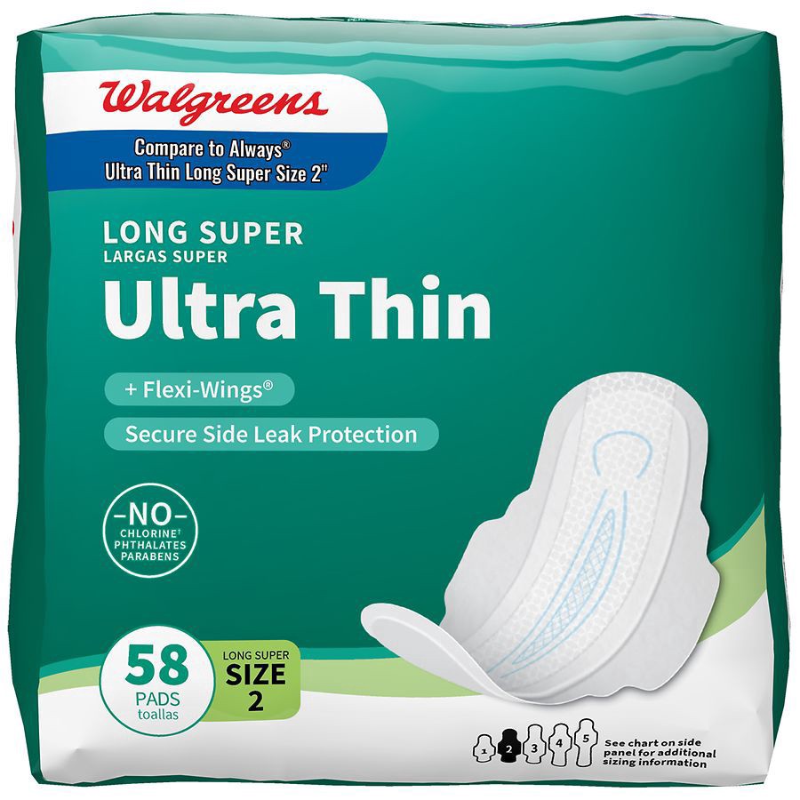 slide 1 of 5, Walgreens Dri-Fit Long Super Ultra Thin Pads, 58 ct
