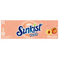 Sunkist Peach Soda - 12 fl oz Cans, 12 Pack