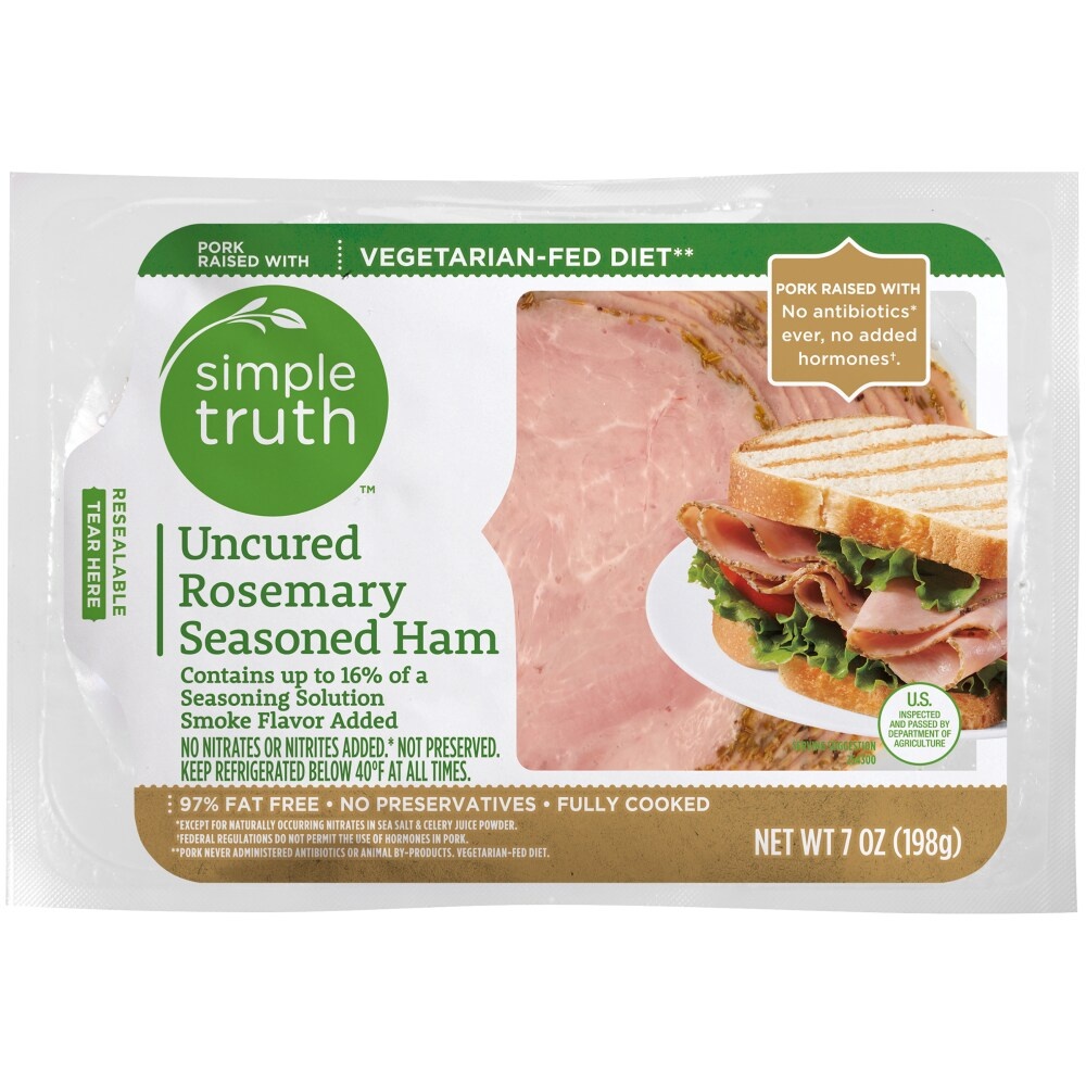 slide 1 of 1, Simple Truth Uncured Rosemary Seasoned Ham, 7 oz