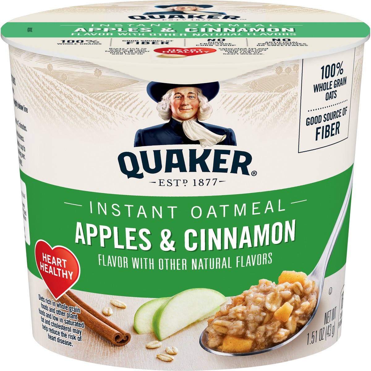 slide 7 of 8, Quaker Instant Oatmeal Cup Apple Cinnamon 1.51oz, 1.51 oz