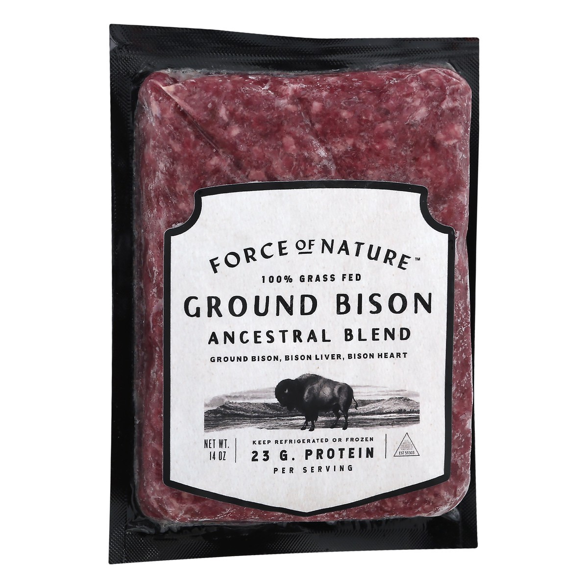 slide 4 of 9, Force Of Nature 100% Grass Fed Ground Ancestral Blend Bison 14 oz, 1 ct