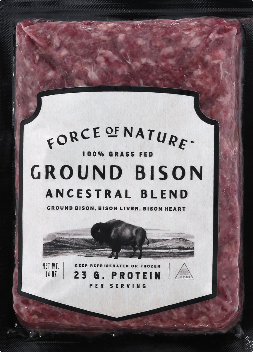 slide 1 of 9, Force Of Nature 100% Grass Fed Ground Ancestral Blend Bison 14 oz, 1 ct