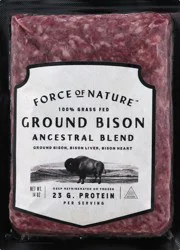 Force Of Nature 100% Grass Fed Ground Ancestral Blend Bison 14 oz