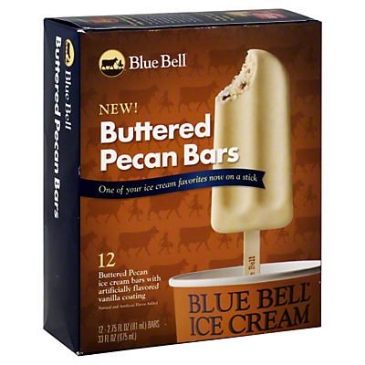 slide 1 of 1, Blue Bell Buttered Pecan Ice Cream Bars, 12 ct