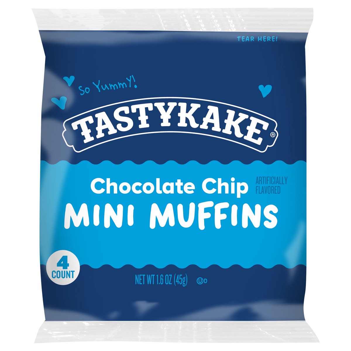 slide 11 of 11, Tastykake Chocolate Chip Mini Muffins, Portable, Chocolate Chip Flavored Muffins, 1.6 oz, 4 Count, 4 ct