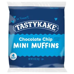 Tastykake Chocolate Chip Mini Muffins, Portable, Chocolate Chip Flavored Muffins, 1.6 oz, 4 Count