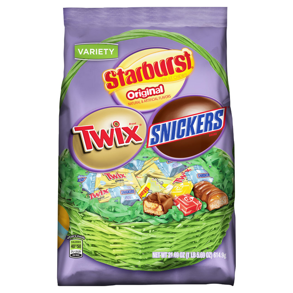 slide 1 of 1, Mars Starburst Twix and Snicker Easter Variety Bag - approx., 21.69 oz