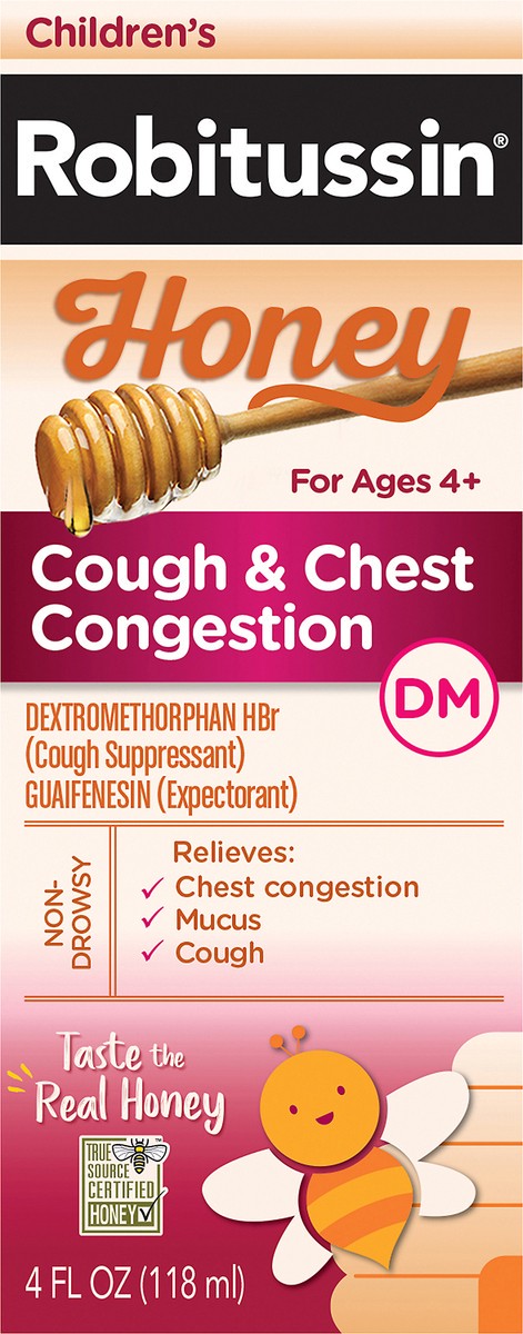 slide 4 of 7, Robitussin Children's Non-Drowsy DM Honey Cough & Chest Congestion 4 oz, 4 fl oz