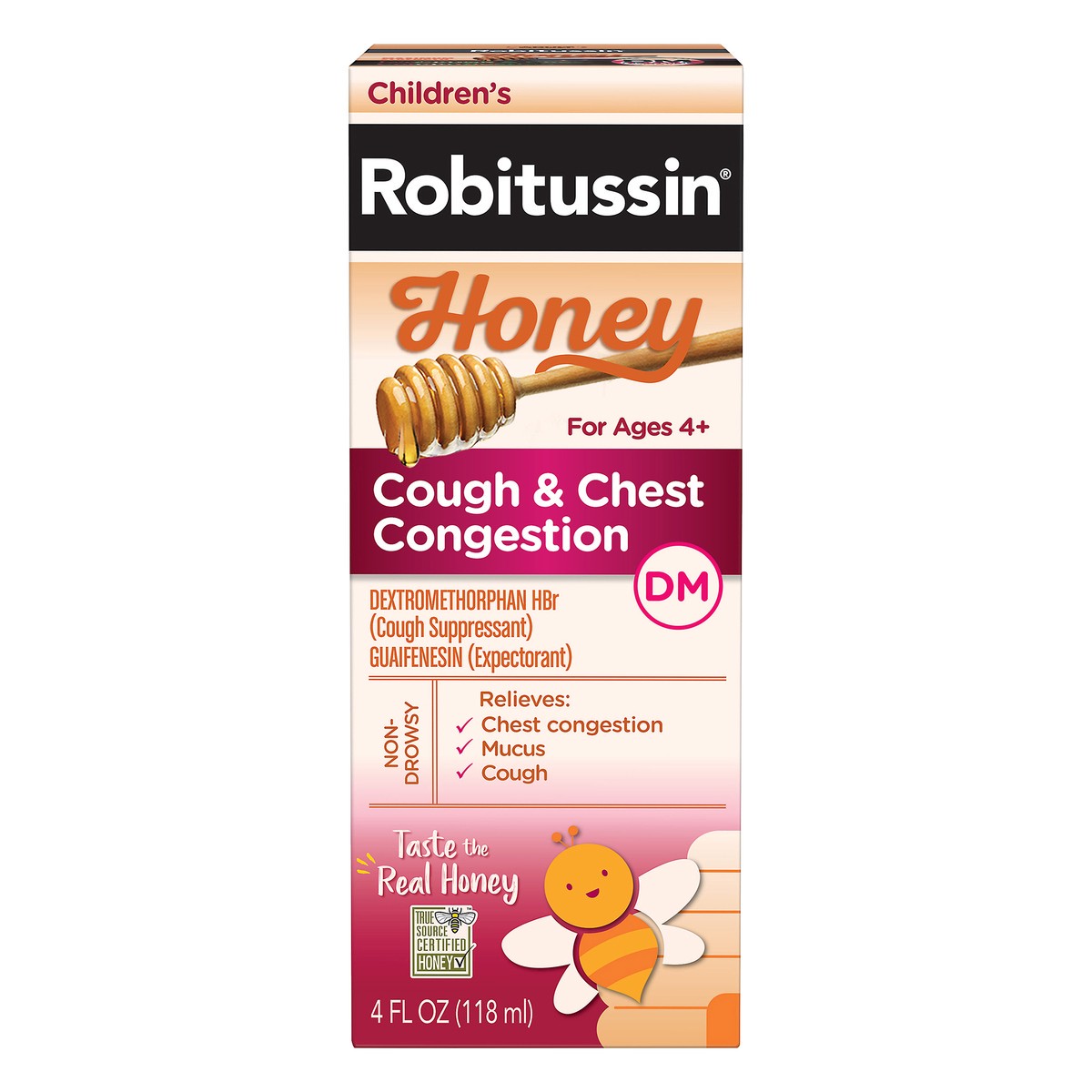 slide 1 of 7, Robitussin Children's Non-Drowsy DM Honey Cough & Chest Congestion 4 oz, 4 fl oz