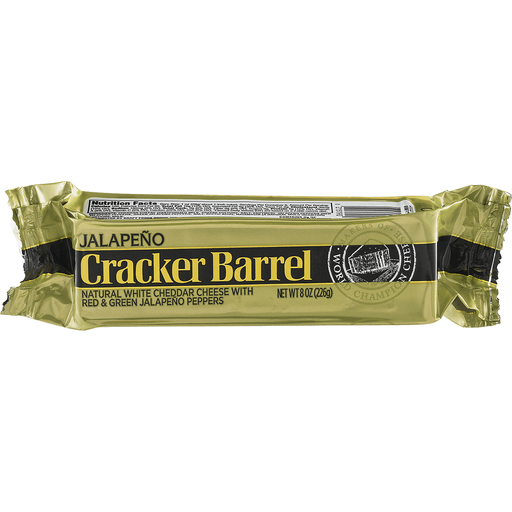 slide 1 of 1, Cracker Barrel Natural White Cheddar Cheese With Red & Green Jalapeno Peppers, 8 oz