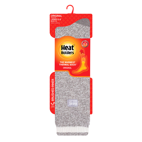 slide 1 of 5, Heat Holders Ladies Long Thermal Sock - Lt Grey/Cream Twist, 1 ct