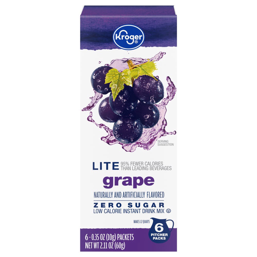 slide 3 of 4, Kroger® Lite Zero Sugar Grape Instant Drink Mix, 6 ct; 0.35 oz