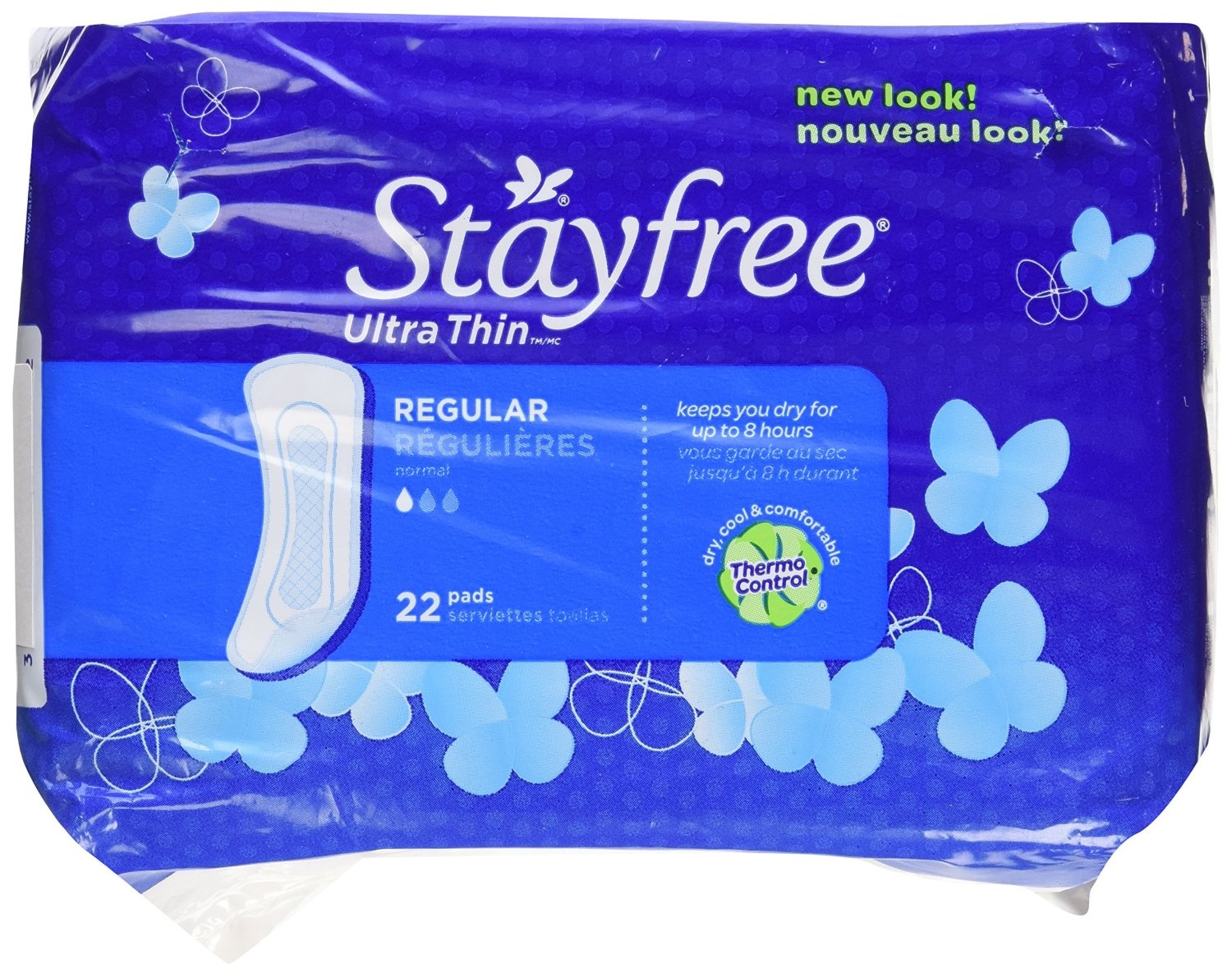 slide 1 of 1, Stayfree Ultra Thin Regular Pads, 22 ct