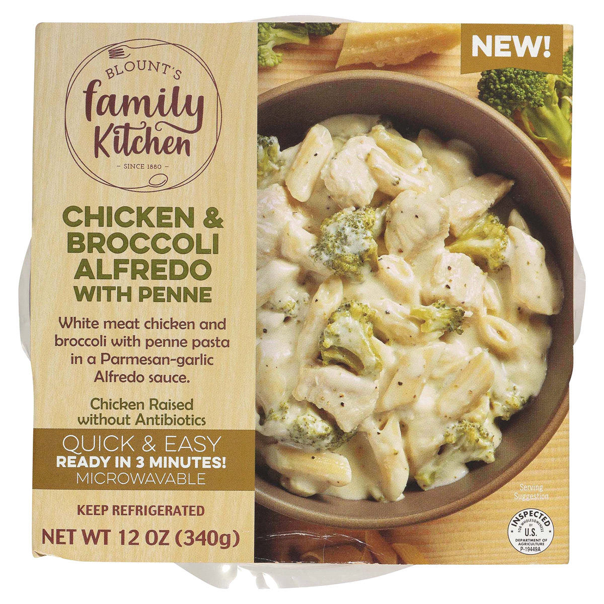 slide 1 of 1, Blount's Family Kitchen Chicken Broccoli Alfredo With Penne, 12 oz