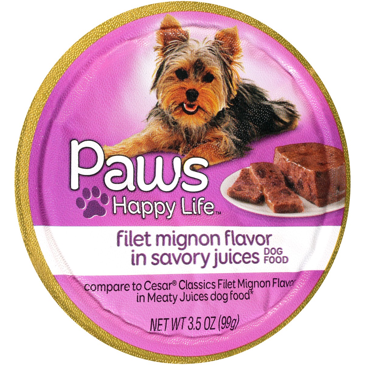 slide 2 of 9, Paws Happy Life Filet Mignon Flavor In Savory Juices Dog Food, 3.5 oz