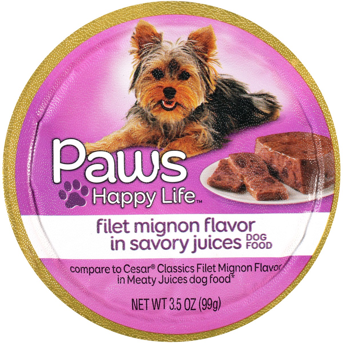 slide 6 of 9, Paws Happy Life Filet Mignon Flavor In Savory Juices Dog Food, 3.5 oz