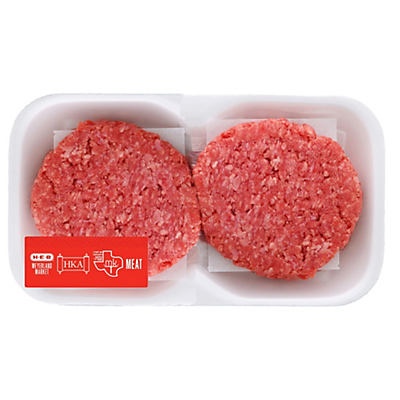 slide 1 of 1, H-E-B Kosher Ground Beef Chuck Patties 80% Lean, per lb