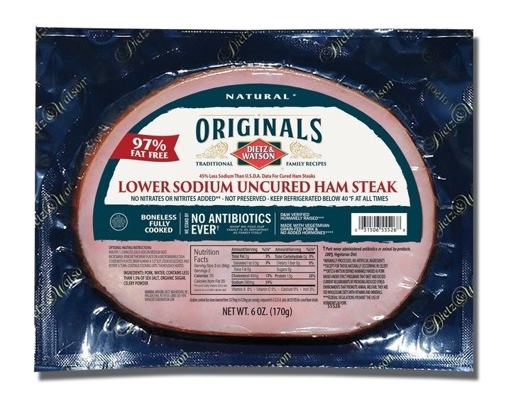 slide 1 of 1, Dietz & Watson Ham Steak Lower Sodium, 6 oz