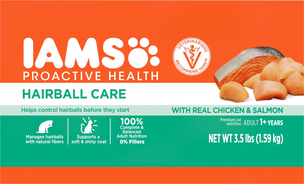 slide 4 of 9, Iams™ Proactive Health™ Hairball Care with Real Chicken & Salmon Premium Cat Food 3.5 lb. Bag, 3.5 lb