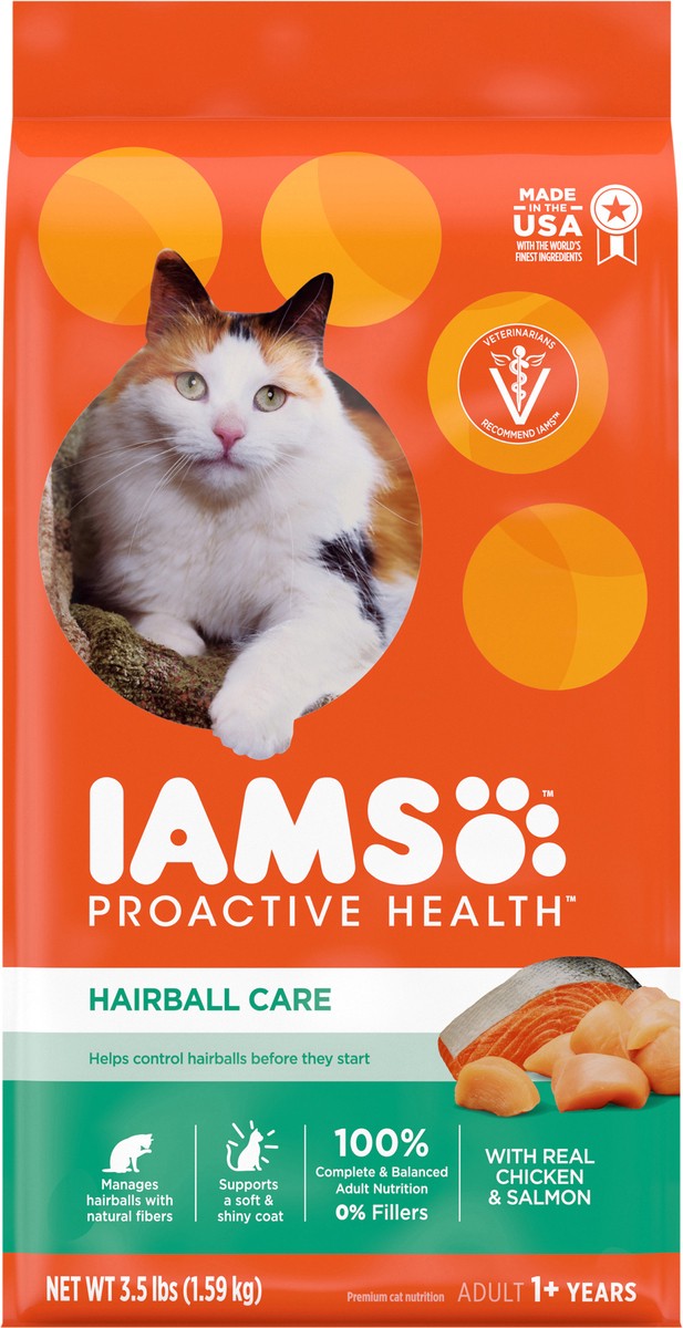 slide 6 of 9, Iams™ Proactive Health™ Hairball Care with Real Chicken & Salmon Premium Cat Food 3.5 lb. Bag, 3.5 lb