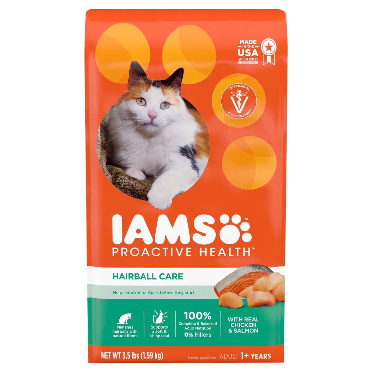 slide 1 of 9, Iams™ Proactive Health™ Hairball Care with Real Chicken & Salmon Premium Cat Food 3.5 lb. Bag, 3.5 lb