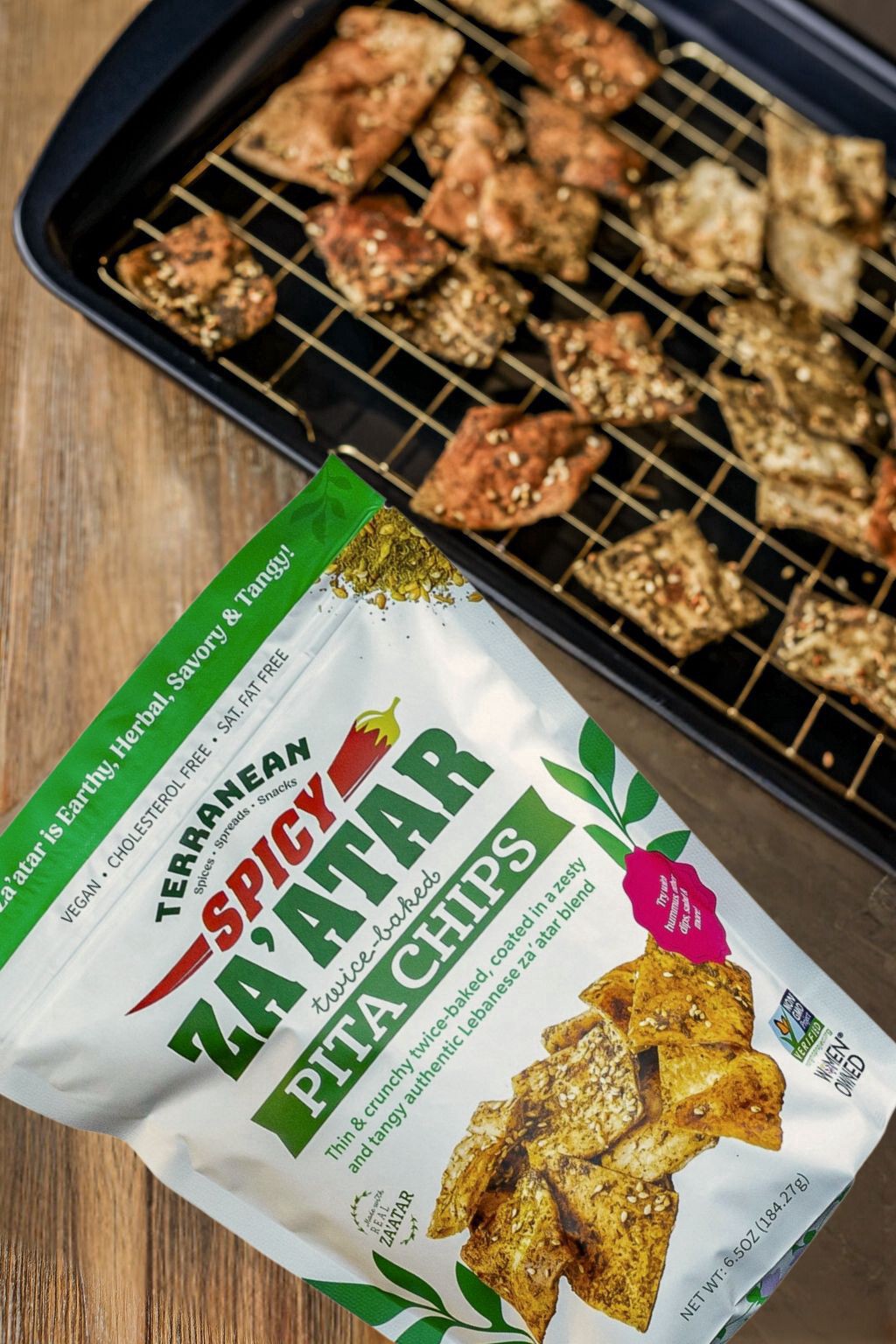 slide 2 of 3, Terranean Herbs & Spices Terranean Spicy Zaatar Pita Chips 6.5Oz, 6.5 oz