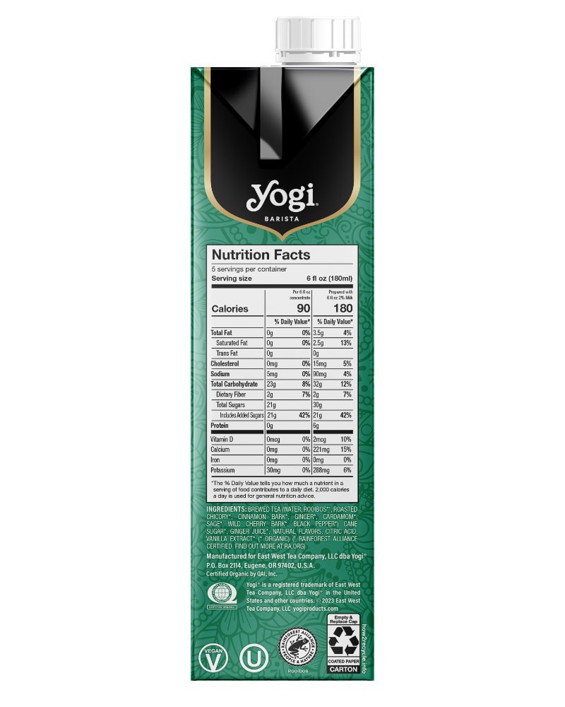 slide 4 of 6, Yogi Caffeine Free Organic Chai Latte - 32 fl oz, 32 fl oz