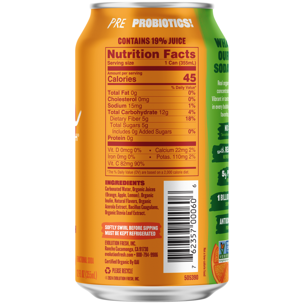 slide 3 of 3, Evolution Fresh Orange Squeeze Real Fruit Soda- 12 oz, 12 oz