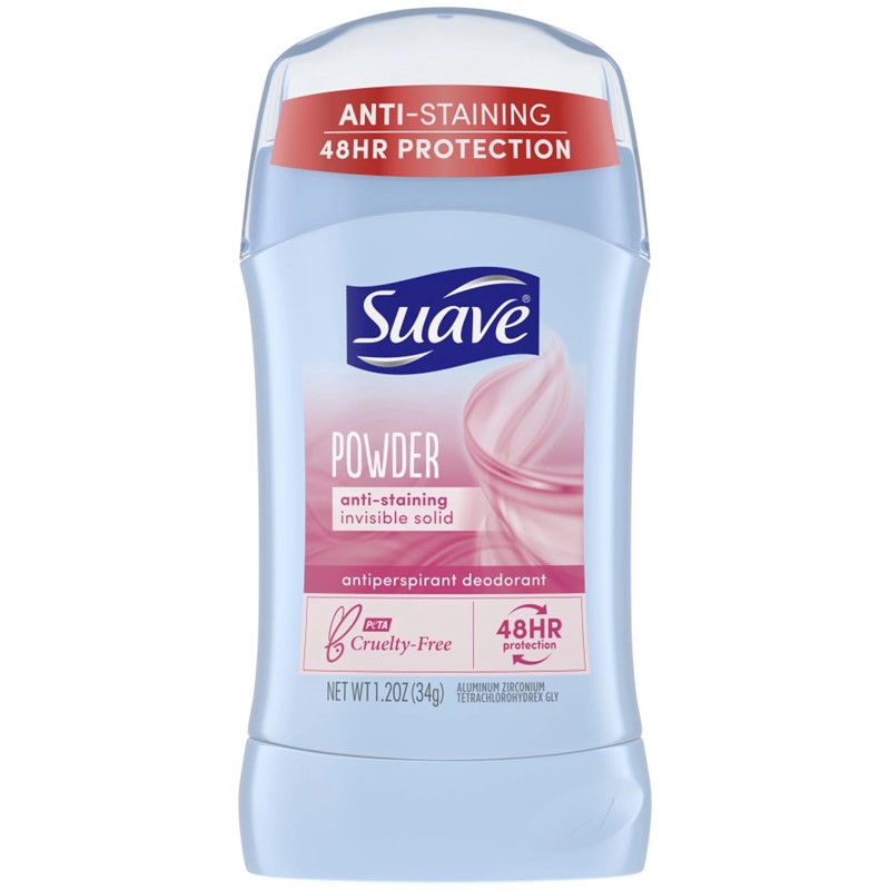 slide 1 of 1, Suave Antiperspirant Deodorant, Invisible Solid, Anti-Staining, Powder, 1.2 oz