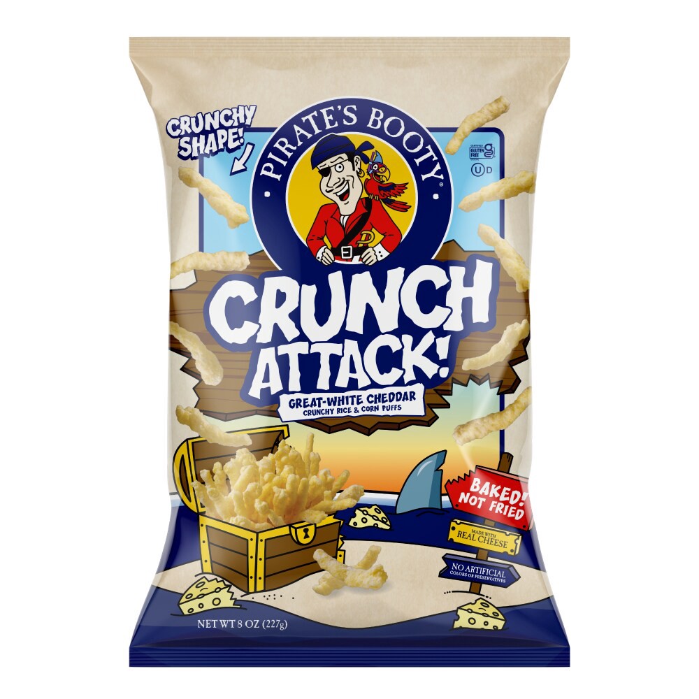 Pirate's Booty Crunch Attack Great-White Cheddar Corn Puffed Snack 8 oz ...