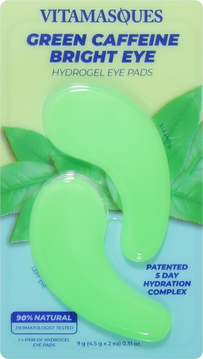 slide 7 of 9, Vitamasques Hydrogel Bright Eye Green Caffeine Eye Pads 1 ea, 1 ct