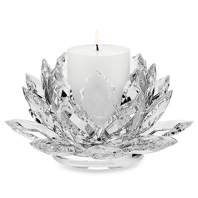 slide 1 of 1, Godinger Dublin CrystalLotus Pillar Candle Holder with Candle, 1 ct