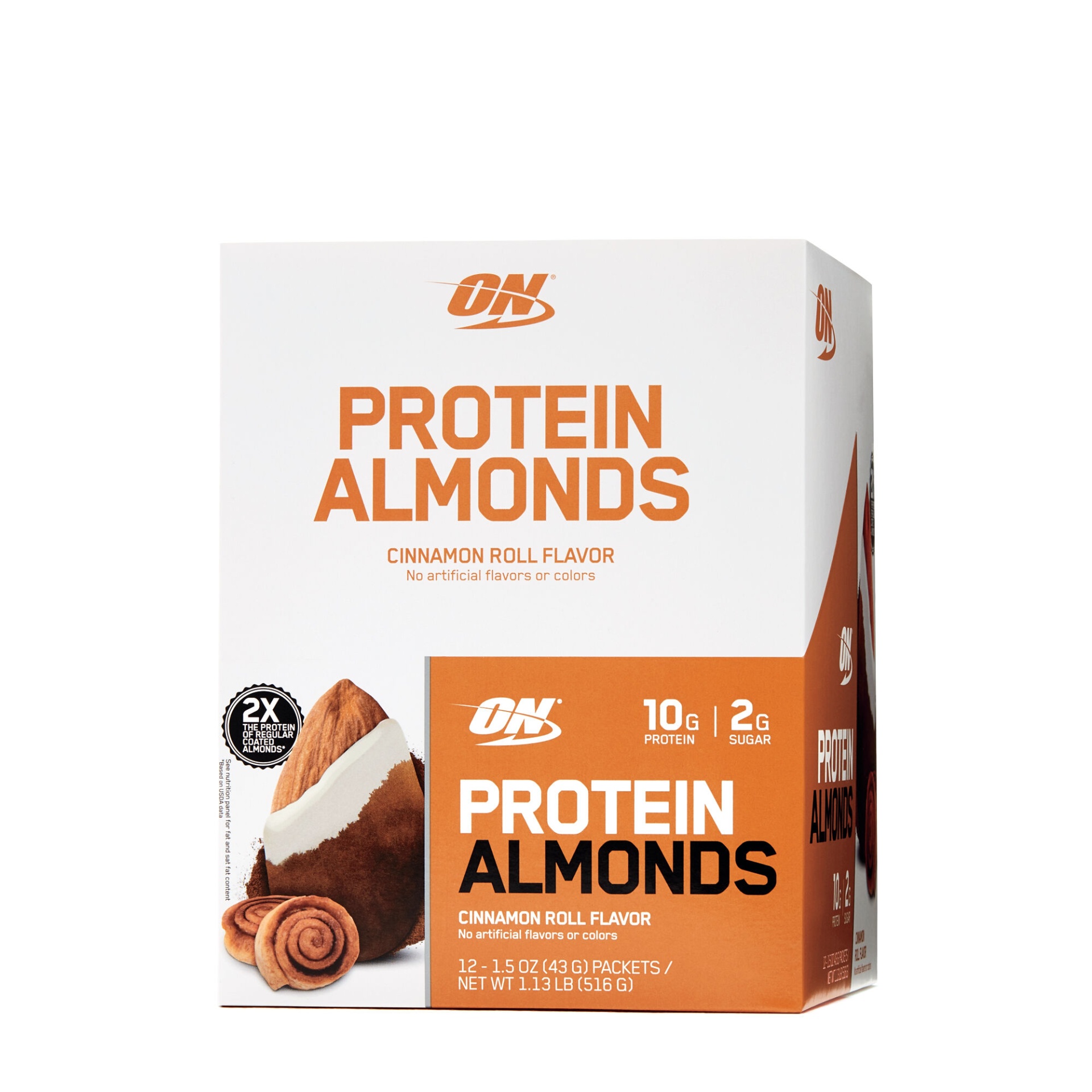 slide 1 of 1, Optimum Nutrition Protein Almonds - Cinnamon Roll Flavor, 12 ct