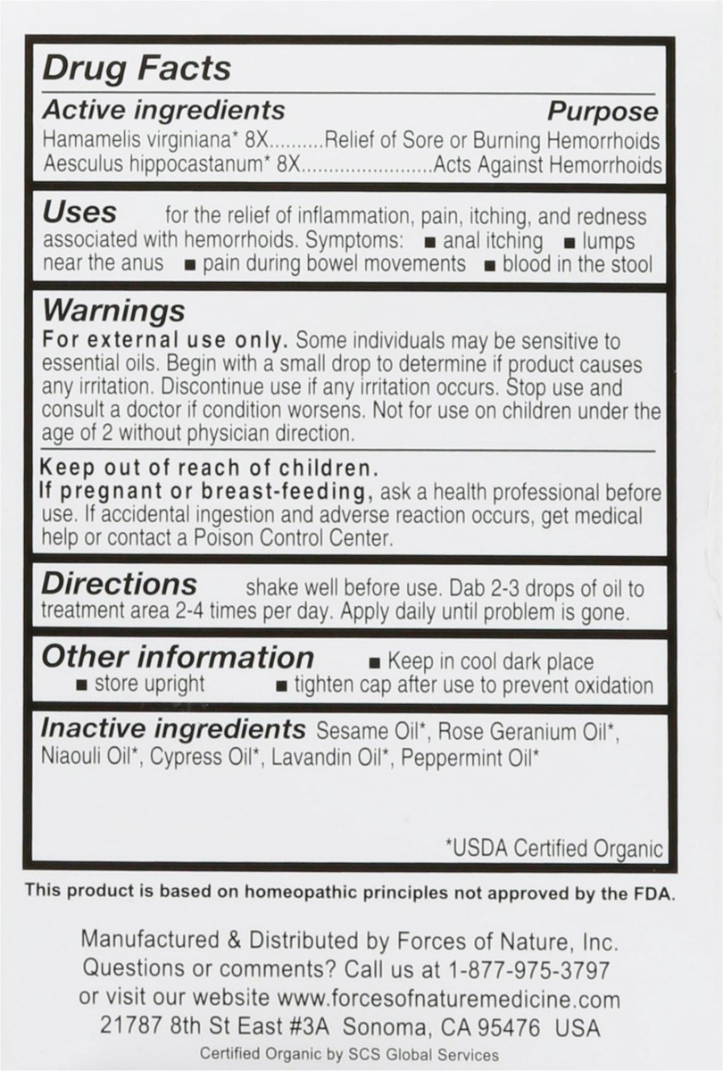 slide 6 of 13, Forces of Nature Organic Plant Medicine Extra Strength Hemorrhoid 0.17 fl oz, 5 ml