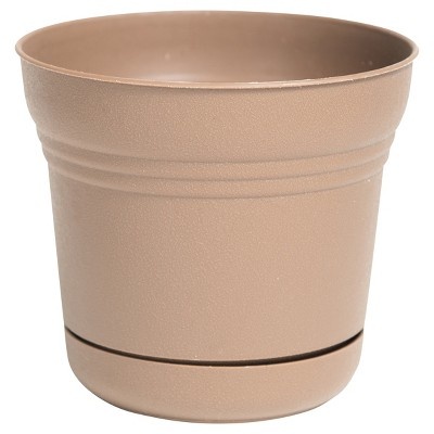 slide 1 of 1, 7" Saturn Planter Chocolate Bloem, 7 in