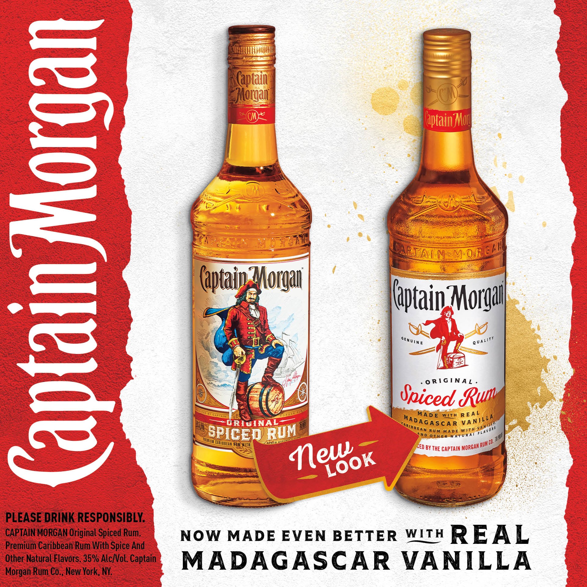 slide 2 of 5, Captain Morgan Original Spiced Rum (Made with Real Madagascar Vanilla), 750 mL, 750 ml