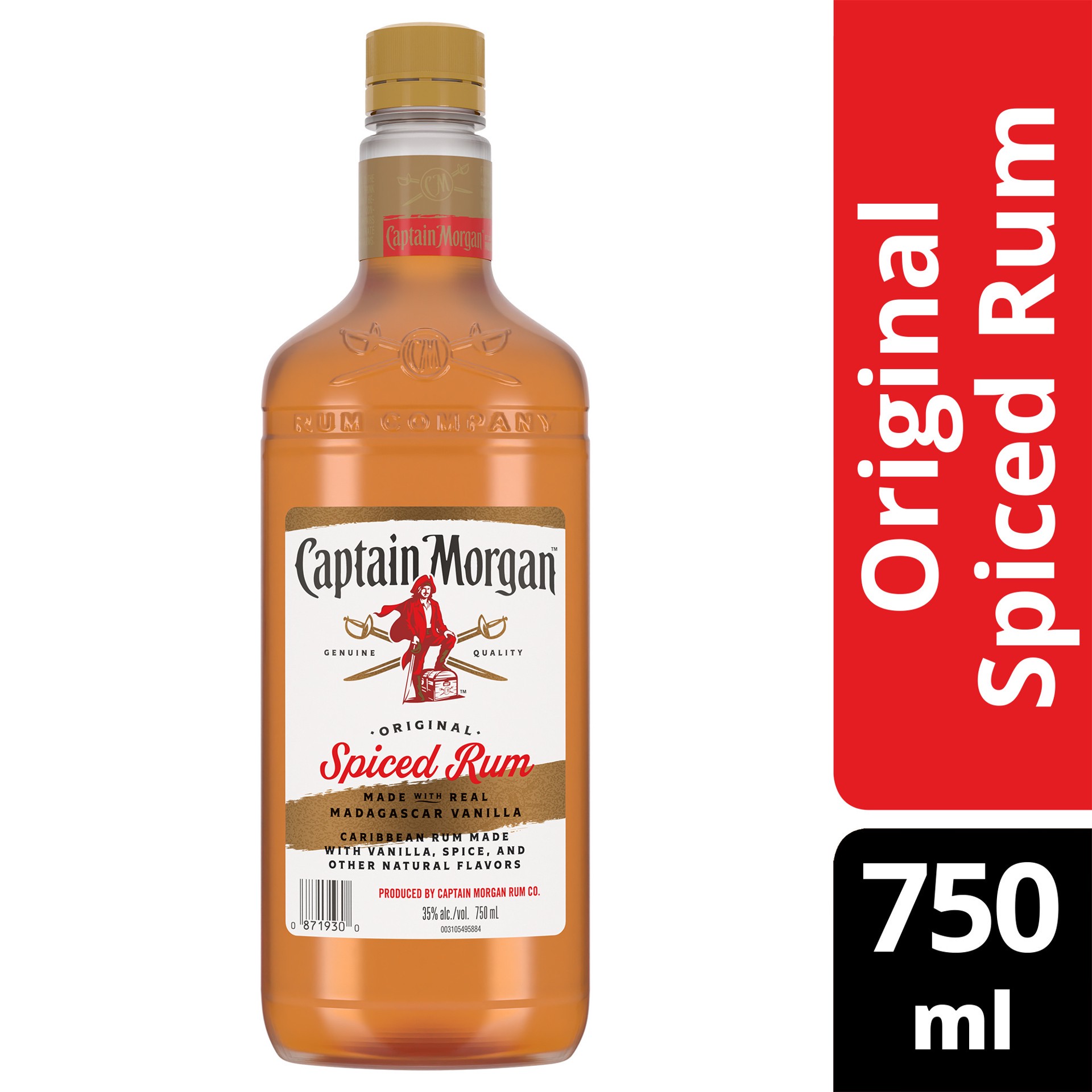 slide 5 of 5, Captain Morgan Original Spiced Rum (Made with Real Madagascar Vanilla), 750 mL, 750 ml