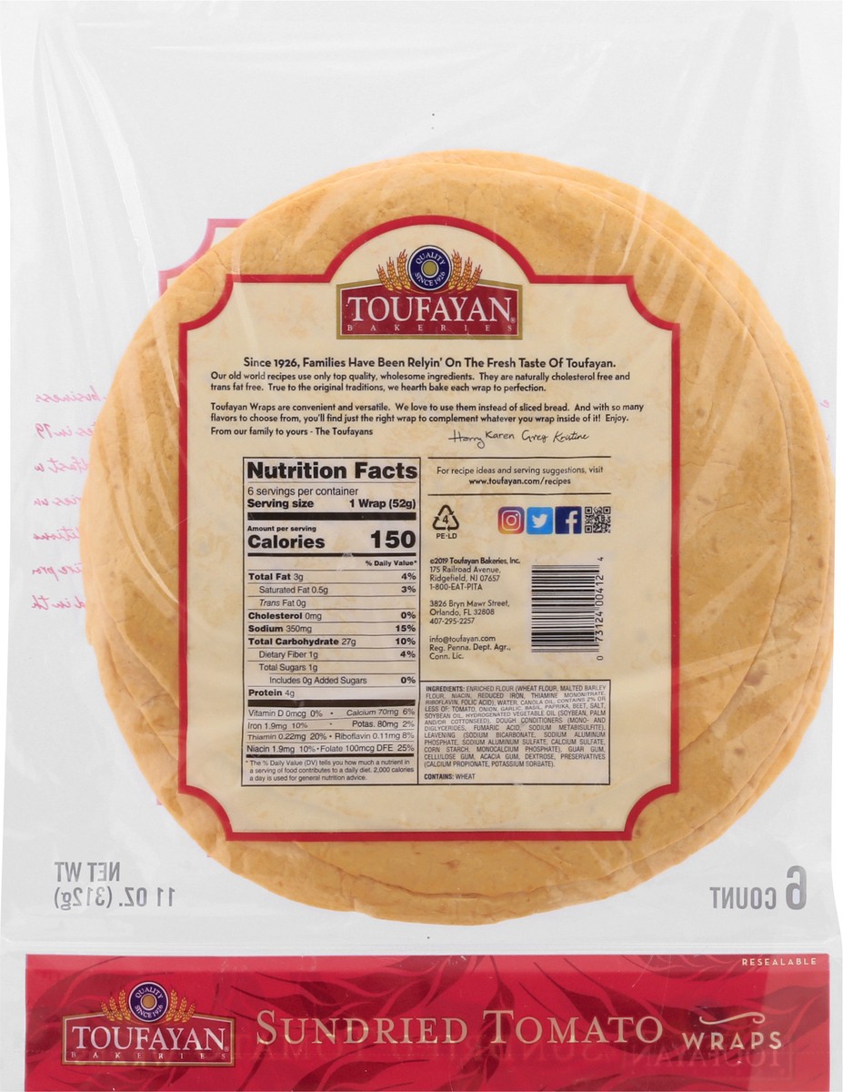 slide 9 of 10, Toufayan Tomato Wraps, 11 oz