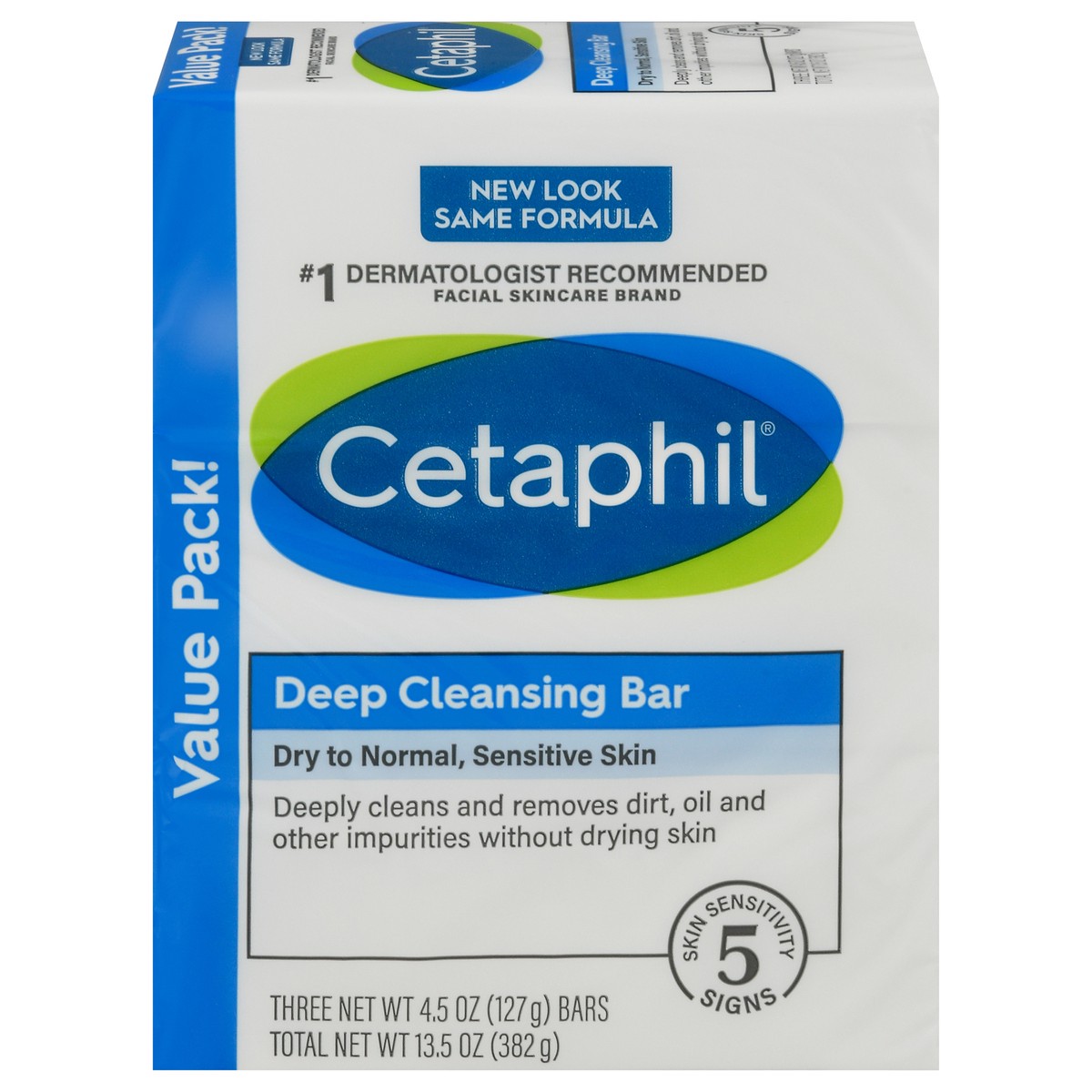 slide 1 of 8, Cetaphil Value Pack Deep Cleansing Bar Value Pack 3 - 4.5 oz Bars, 4.5 oz