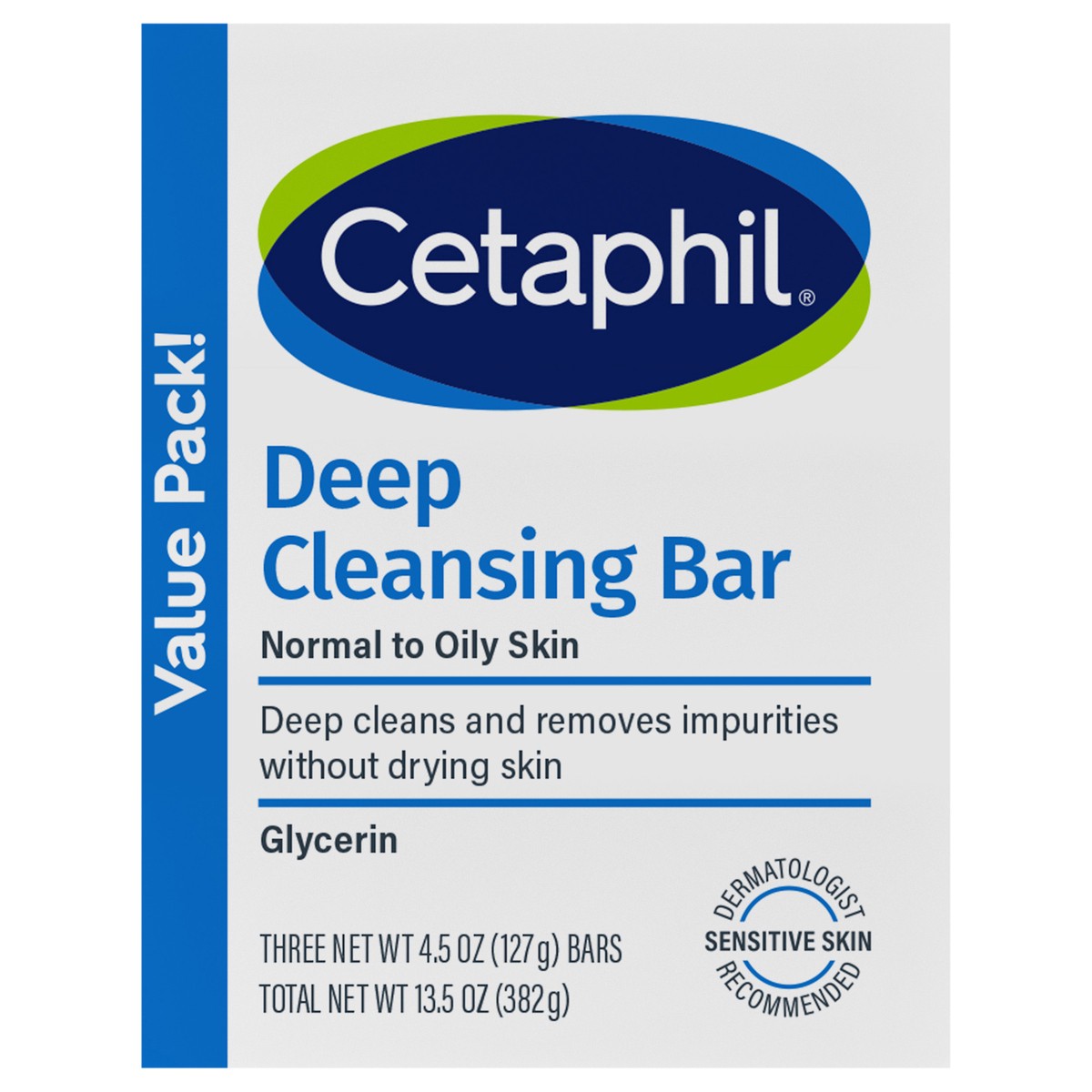 slide 1 of 8, Cetaphil Deep Cleansing Bar Soap, Pack of 3, 4.5 oz