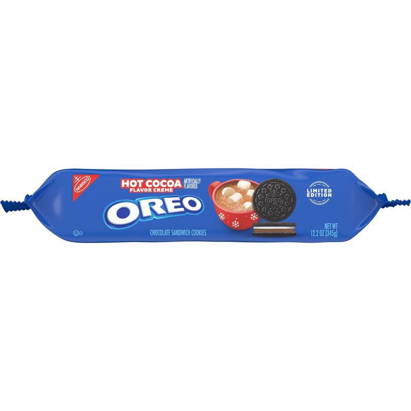 slide 9 of 11, OREO Hot Cocoa Creme Chocolate Sandwich Cookies, Limited Edition, Holiday Cookies, 12.2 oz, 12.2 oz