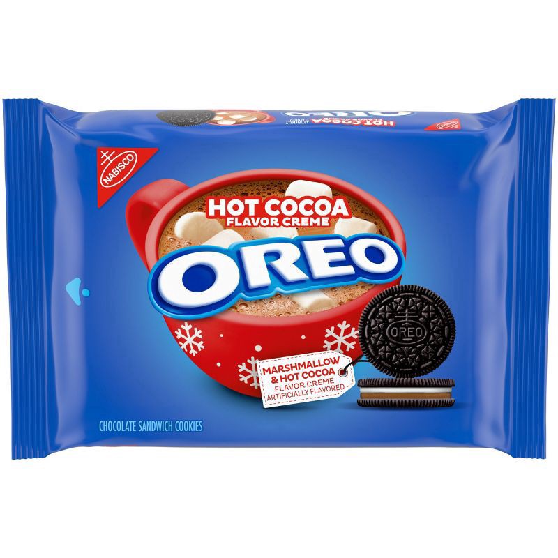 slide 1 of 11, OREO Hot Cocoa Creme Chocolate Sandwich Cookies, Limited Edition, Holiday Cookies, 12.2 oz, 12.2 oz