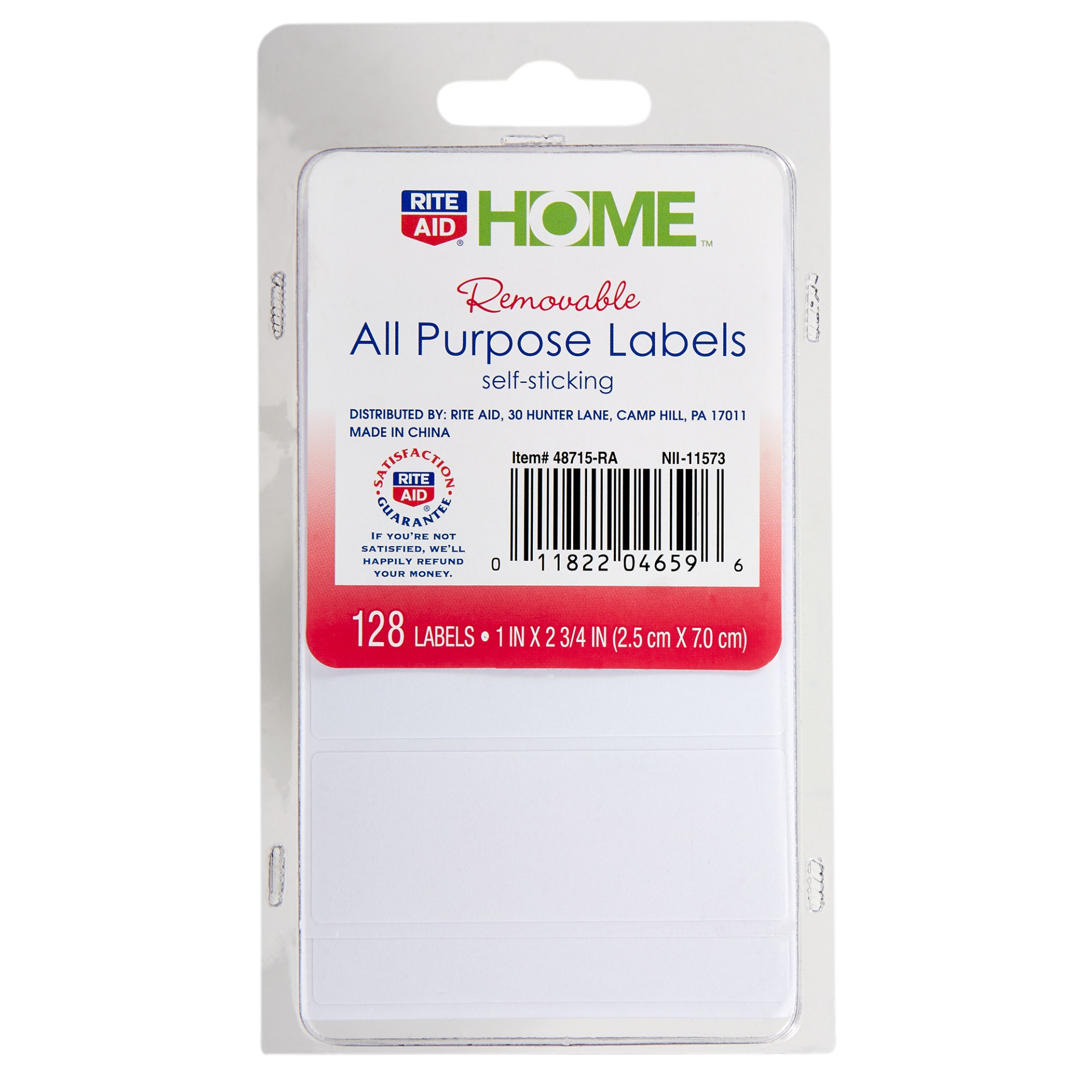 slide 1 of 1, Rite Aid Home All Purpose Labels, 1 in x 2.75 in, 128 ct