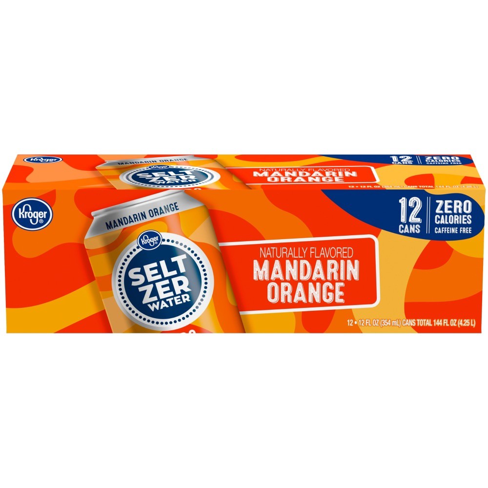 slide 1 of 2, KrogerMandarin Orange Seltzer Water - 12 ct; 12 fl oz, 12 ct; 12 fl oz