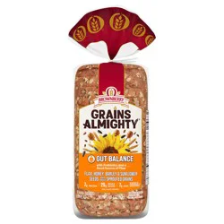Brownberry Grains Almighty Gut Balance Bread, 20 oz, Whole Grain Thin Sliced Seeded Bread, Bag