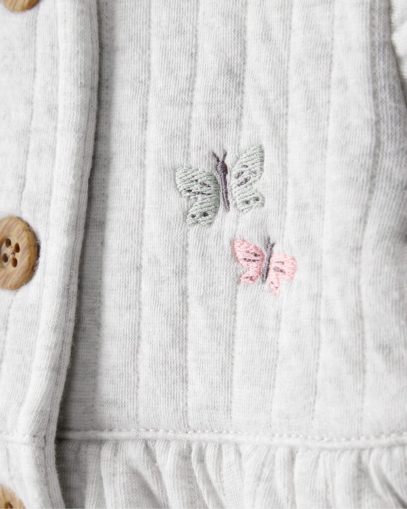 slide 2 of 4, Carter's Baby Girl 3-Piece Butterfly Vest Outfit Set - Green Green 3M, 3 pc